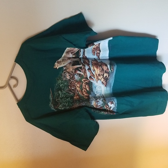 1994 Habitat Nature Wolf Wilderness River All Over Print XX LARGE T-Shirt. - Picture 3 of 6